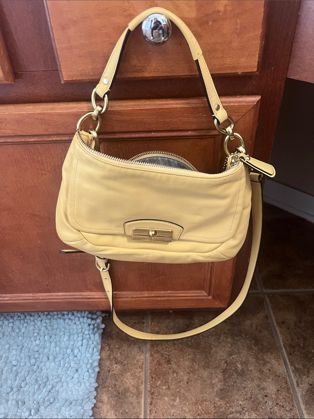 Coach Yellow Leather crossbody Bag with Gold Hardware